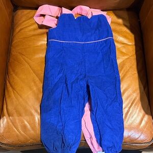 Tbbc Pink and Blue Corduroy Overalls 12-18 months